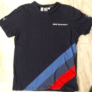 BMW puma men’s short sleeve polo sport T-shirt navy size large